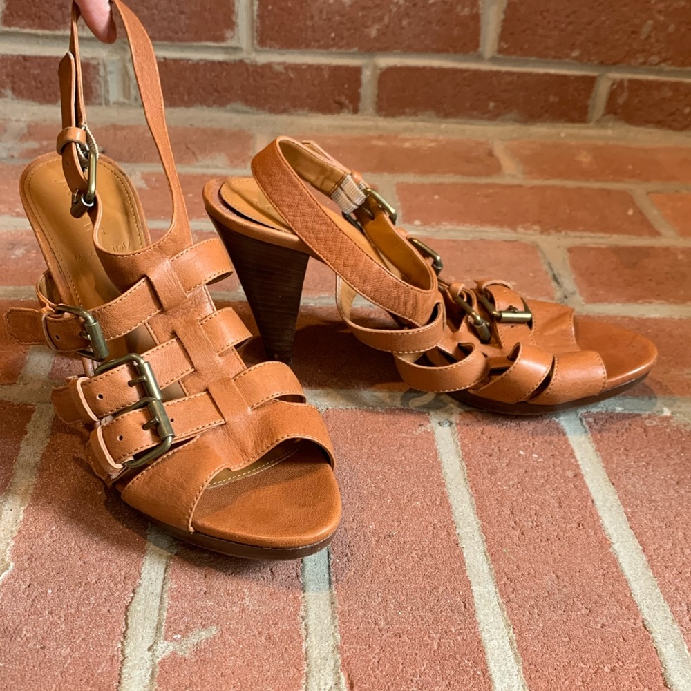J. CREW leather buckle heels